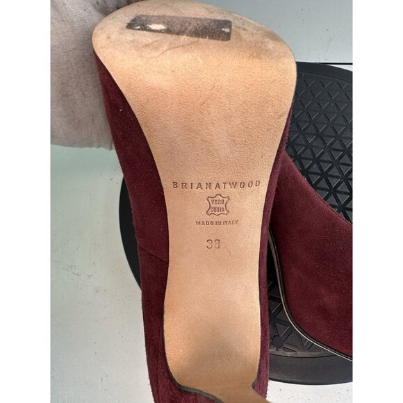 Brian Atwood POWER Burgundy Suede Platform Pumps Shoes Heels 38 / 7.5 US - Picture 9 of 10